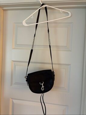 Rebecca Minkoff Black Women's Crossbody Saddle Bag with Chain Strap